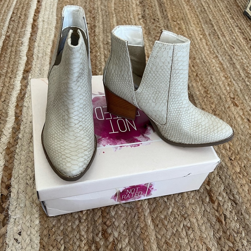 Cream snakeskin boots!